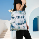 Bolsa Tote Casamento Elegante das Flores de Água Teal<br><div class="desc">Saco de tota de casamento elegante com flores de aquarela em chalé azul com branco. Bonito como presente para a mãe do noivo e personalizável para qualquer outra situação.</div>