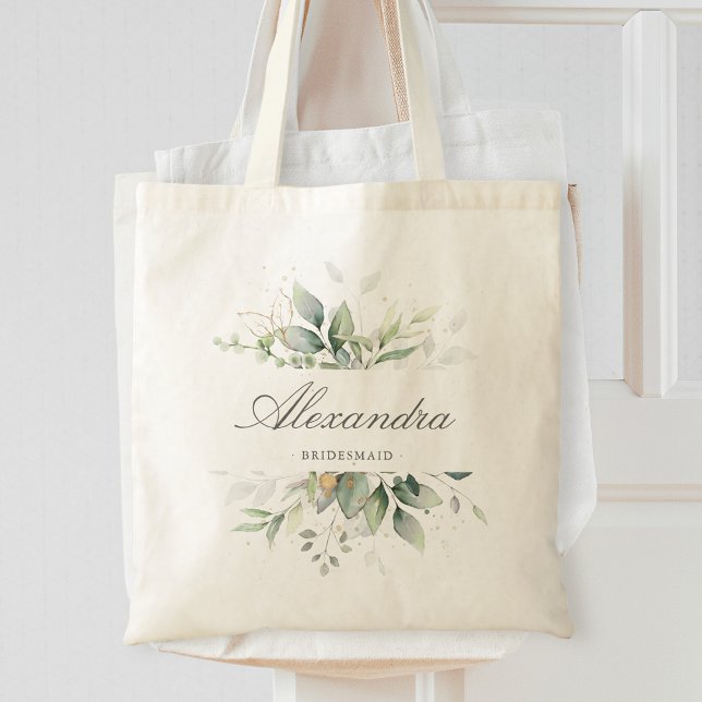Bolsa Tote Casamento Elegante Eucalyptus Watercolor Bridesmai (Criador carregado)