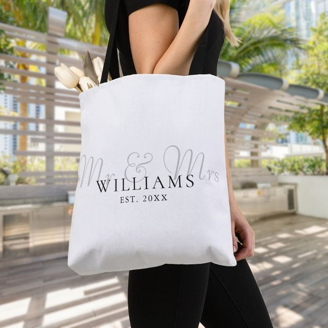 Bolsa Tote Casamento Estabelecido Sr E Sra (Mr And Mrs Established Wedding Tote Bag)