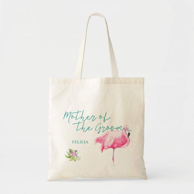 Bolsa Tote Casamento flamingo da praia mãe do noivo (Frente)