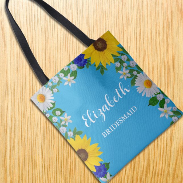 Bolsa Tote Casamento Floral Azul do Céu Azul (Criador carregado)