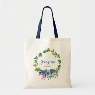 Bolsa Tote Casamento floral azul feminino personalizado da