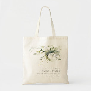 Bolsa Tote Casamento Floral Branco Abstrato Verde do Modern B