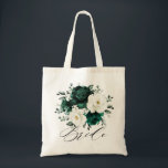 Bolsa Tote Casamento Floral Branco Eucalyptus Emerald Greener<br><div class="desc">Elegante "verde-esmeralda" e "verde-marfim" branco-marfim,  de cor botânica floral,  com rosas brancas e elegantes folhas de cor aquosa de eucalipto. Entre em contato comigo para obter ajuda sobre a personalização ou se você precisar de outro produto com este design.</div>