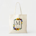 Bolsa Tote Casamento Floral de Rosa de Sunflower<br><div class="desc">Design apresenta girassóis,  rosas e flores silvestres elegantes com uma paleta de cor amarela,  burgundy e azul ouro. Design também apresenta uma estrutura de cinza de carvão. Você pode alterar a cor de fundo para a cor de sua escolha ou deixá-la definida como branca.</div>