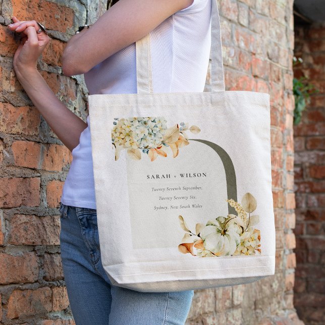 Bolsa Tote Casamento Floral do Arco de Abóbora de outono Russ (Criador carregado)