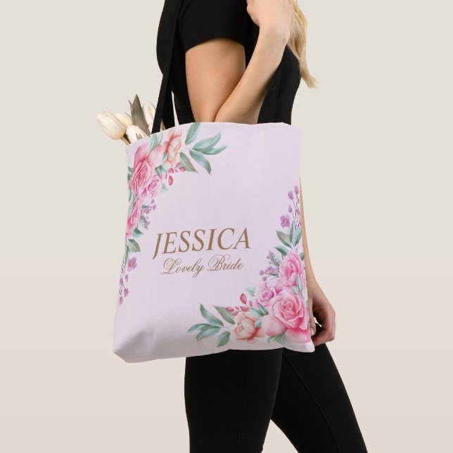 Bolsa Tote Casamento Floral Pink (Close Up)