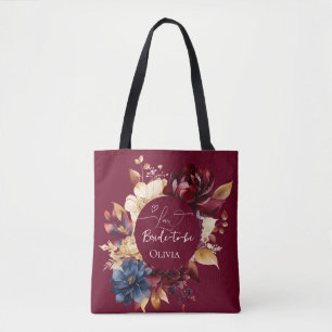 Bolsa Tote Casamento Floral Profundo Burgundy