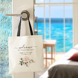 Bolsa Tote Casamento Floral Rosa Bege Destino Bem-vindo