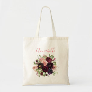 Bolsa Tote Casamento Floral Rosa e Borgonha