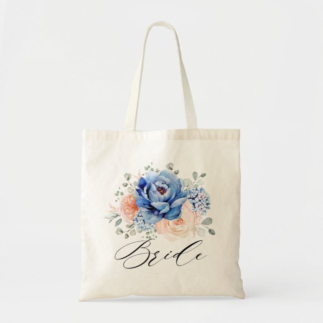 Bolsa Tote Casamento Floral Rosa-Rosa-Rosa-Cinzento-marinho A (Frente)