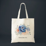 Bolsa Tote Casamento Floral Rosa-Rosa-Rosa-Cinzento-marinho A<br><div class="desc">Marinho azul-azul-pincelado-rosa-noiva floral,  bolsa-presente-criada com buquê elegante de azul-marinho,  azul-real,  branco,  rosa de jardim-pincelado,  hydrangea e folhas verdes-sábias de eucalipto. Entre em contato comigo para obter ajuda sobre a personalização ou se você precisar de outro produto com este design.</div>