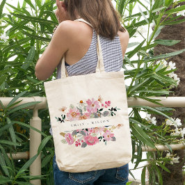 Bolsa Tote Casamento Floral Rustic Lively Blush Pink Watercol
