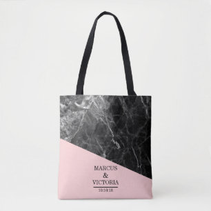 Bolsa Tote Casamento Geométrico de Black Marble