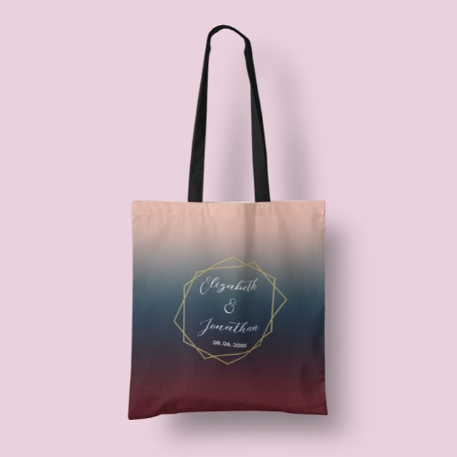 Bolsa Tote Casamento Geométrico do Ombre Blush Marinho Burgun (Criador carregado)