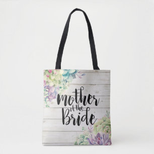 Bolsa Tote Casamento Mãe da Noiva Suculenta Madeira Rústica