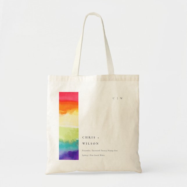 Bolsa Tote Casamento Mínimo do Orgulho Colorido Rainbow (Frente)