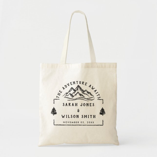 Bolsa Tote Casamento mínimo simples de Destino das Montanhas (Frente)