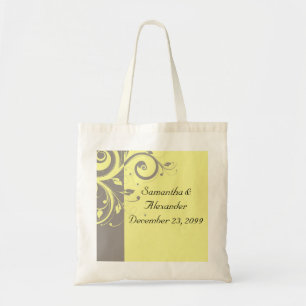 Bolsa Tote Casamento moderno amarelo e das cinzas do