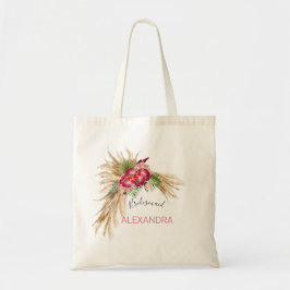 Bolsa Tote Casamento Moderno Pampas Grass Protea Floral
