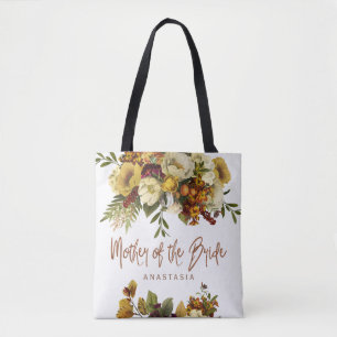 Bolsa Tote Casamento outono da mãe floral moderna da noiva