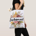 Bolsa Tote Casamento outono de Texto Floral de Bridesmaid Bur<br><div class="desc">Porta-voz,  floral,  cai no saco. Perfeito para Chá de panela,  solteira.</div>