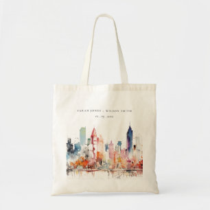 Bolsa Tote Casamento Paisagem Aquarela Chicago Illinois