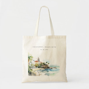 Bolsa Tote Casamento Paisagem Aquarela em San Juan Porto Rico