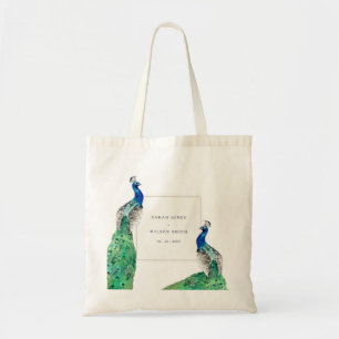Bolsa Tote Casamento Peacock de Aquarela com Ornamentado Clás
