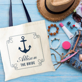 Bolsa Tote Casamento Personalizado Da Âncora Náutica Do Marin
