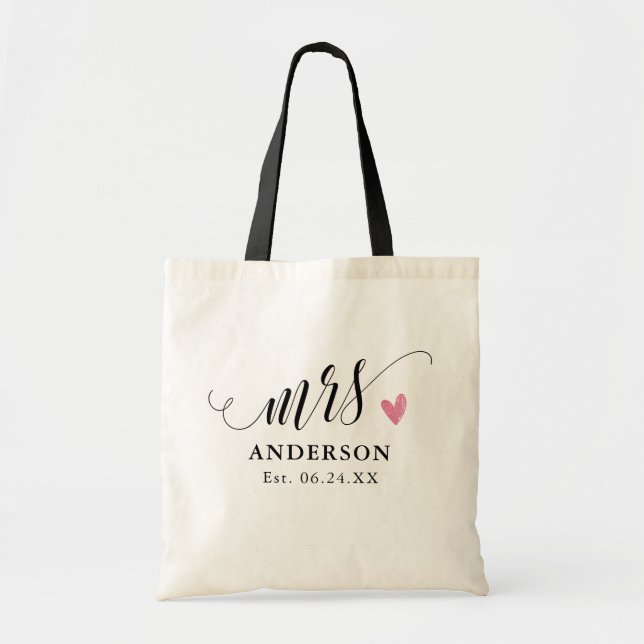 Bolsa Tote Casamento Personalizado da Sra. Preta da Moderna N (Frente)