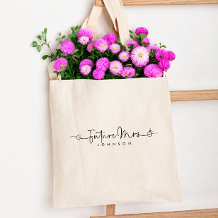 Bolsa Tote Casamento Personalizado da Sra. Script Heart Ring