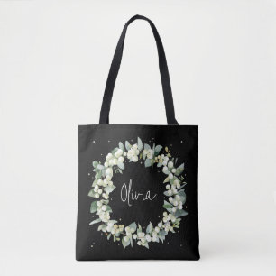 Bolsa Tote Casamento Personalizado de Morango Negra+Eucalyptu