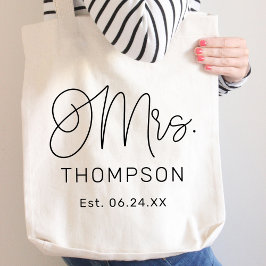 Bolsa Tote Casamento Personalizado do Script Moderno Negro Re