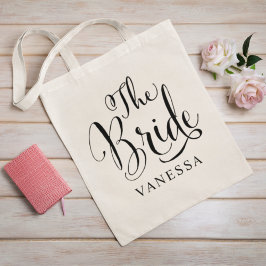 Bolsa Tote Casamento Personalizado do Script Negro Bride
