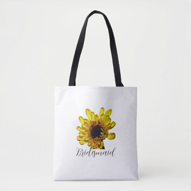 Bolsa Tote Casamento Personalizado Floral Amarelo Ouro Brides (Frente)