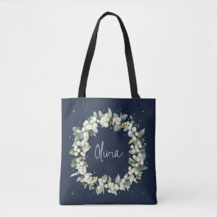 Bolsa Tote Casamento Personalizado Navy Snowberry+Eucalipto