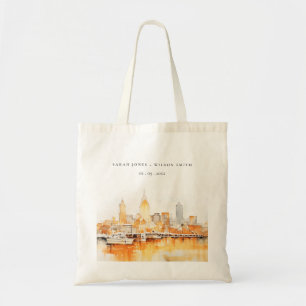 Bolsa Tote Casamento por Aquarela da Cidade Elegante de Nashv