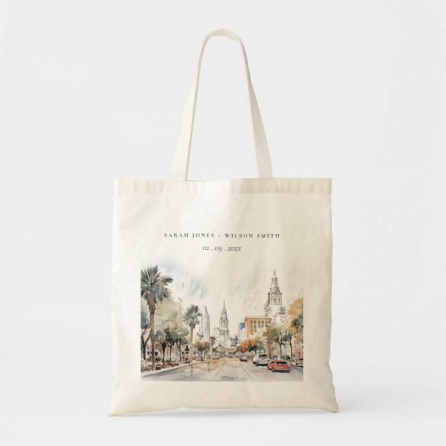 Bolsa Tote Casamento por Aquarela de Skyline da Flórida Chic  (Frente)