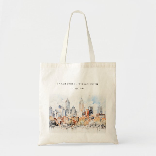Bolsa Tote Casamento por Aquarela de Skyline do Elegante Denv (Frente)
