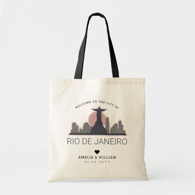 Bolsa Tote Casamento Rio De Janeiro | Linha Skyline Estilizad (Frente)