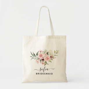 Bolsa Tote Casamento Romântico de Rosas Rosa Floral de Bride