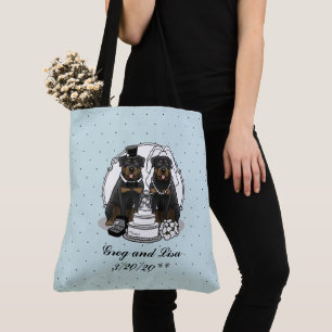 Bolsa Tote Casamento Rottweilers Bride e Groom Dogs Cute