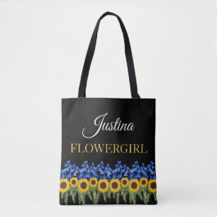 Bolsa Tote Casamento Rustic Bluebells & Sunflower