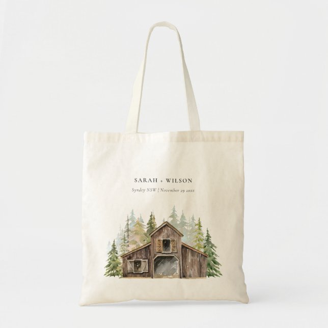 Bolsa Tote Casamento Rustic Elegant Pine Woods Forest (Frente)
