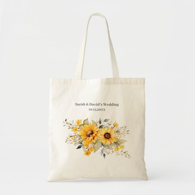 Bolsa Tote Casamento Rústico com Girassóis (Frente)