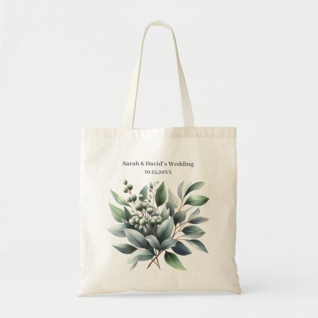 Bolsa Tote Casamento Rústico de Eucalipto (Frente)