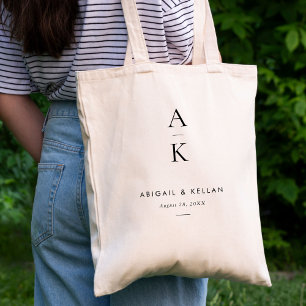Bolsa Tote Casamento Simples de Monograma Moderno