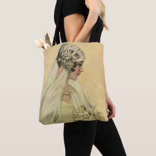 Bolsa Tote Casamento Vintage, Retrato Nupcial de Noiva Vitori