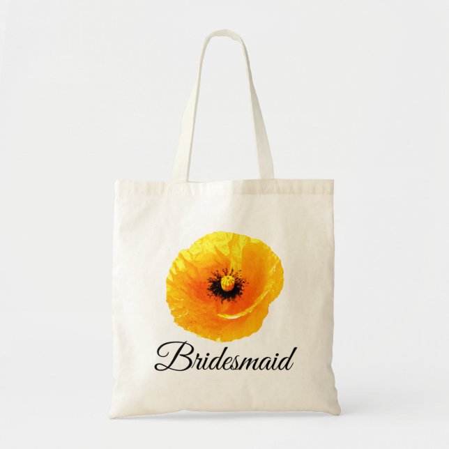 Bolsa Tote Casamentos Florais de Abstrato Amarelo Bridesmaid (Frente)